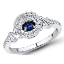 Blue Sapphire 925 Silver Rings Dancing Diamond Jewelry Wholesales